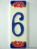 Numero civico ceramica con fiore nfp6